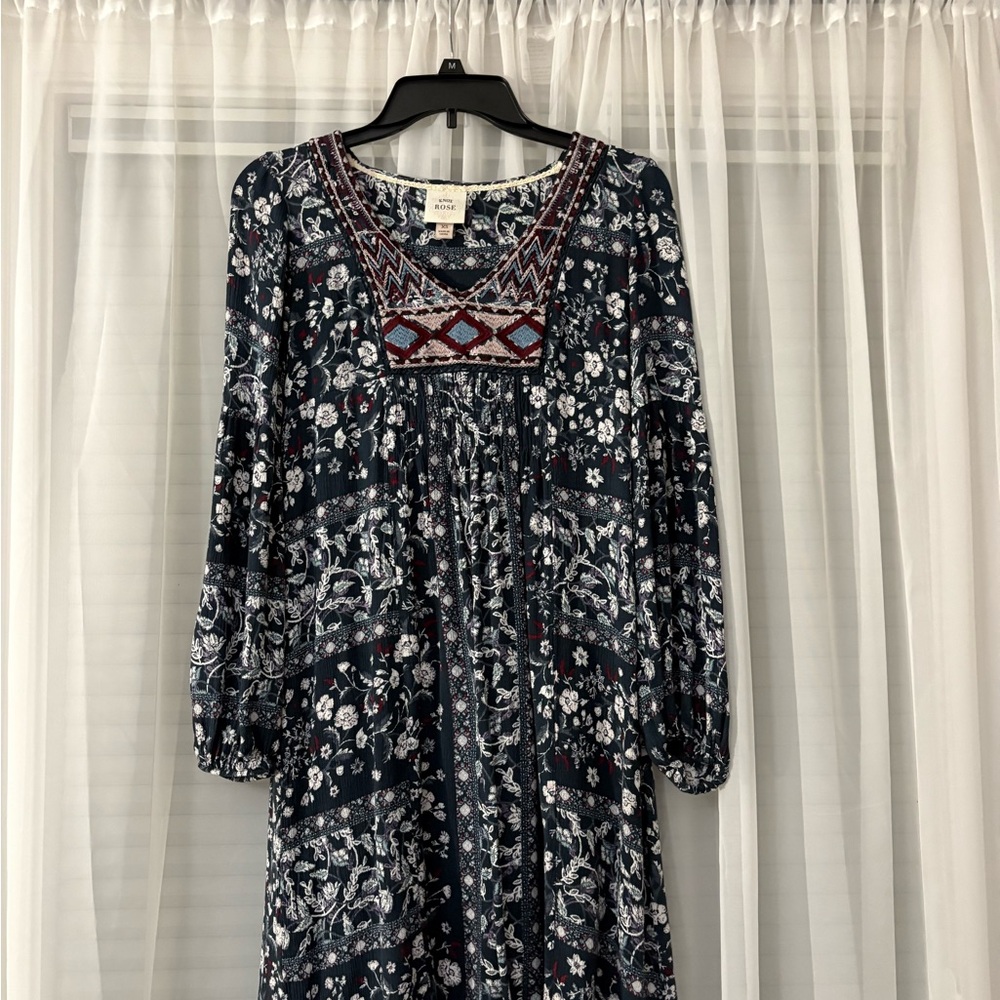 Knox Rose Navy Floral Long Sleeve Dress